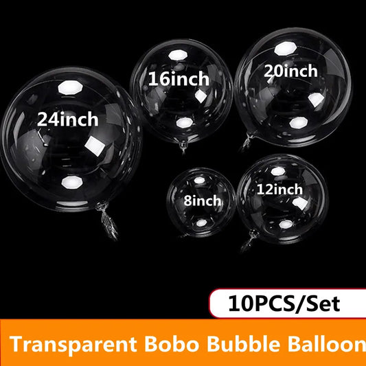 10pcs Transparent Bobo Balloon 10/18/20/24inch Happy Birthday Bobo Bubble Balloons Wedding Birthday Party Decoration Clear Globo